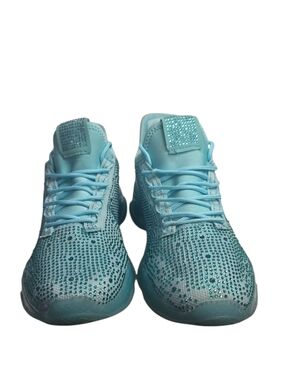 Crystal-Embellished Light Blue Women's Athletic Sneakers